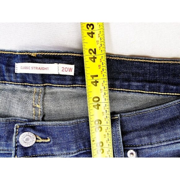Levis Size 20W Womens Classic Straight 31" Inseam Blue Denim 5 Pocket Logo Jeans - Picture 12 of 14